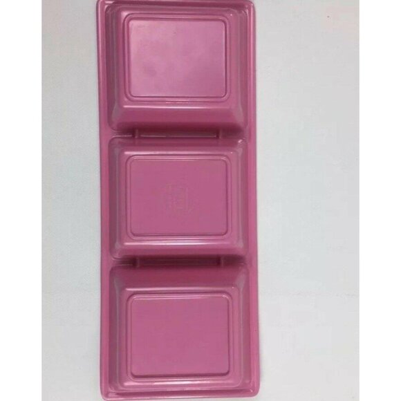 Vintage Set  2  Pink Orange 3-Compartment Melamine Serving Trays Picnic BBQ Pool - Picture 2 of 4